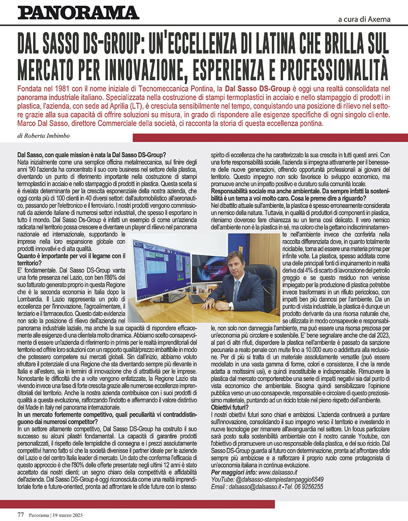 articolo panorama dal sasso group eccellenza di latina 